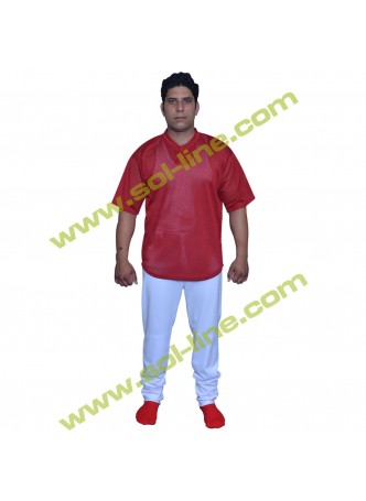 Pro Weight Mesh Two Button Down Red Half Sleeve Jerseys